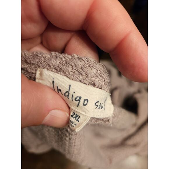 Indigo Soul Waffle Knit Long Sleeve Top Cream with Lace Detail Size 2X - Picture 6 of 11